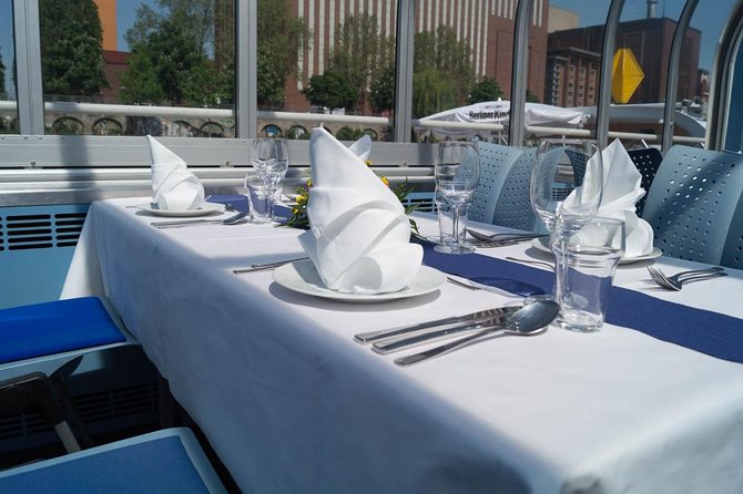 Berlin Capital 4-Course Sunset Dinner Cruise Including Drinks - The four-course menu, from cucumber soup to sweet lasagne